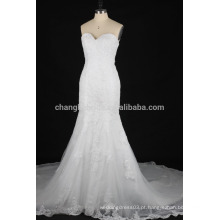 Imagens reais Mermaid casamento vestido 2016 laço applique Bridal Gown